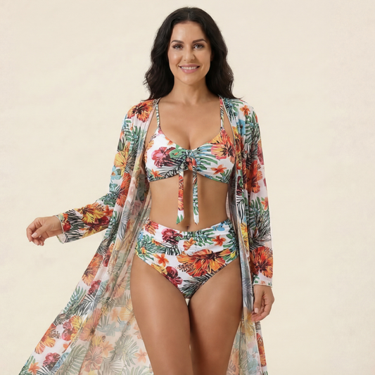 Samoa – Bikini Tropical con Kimono a Juego
