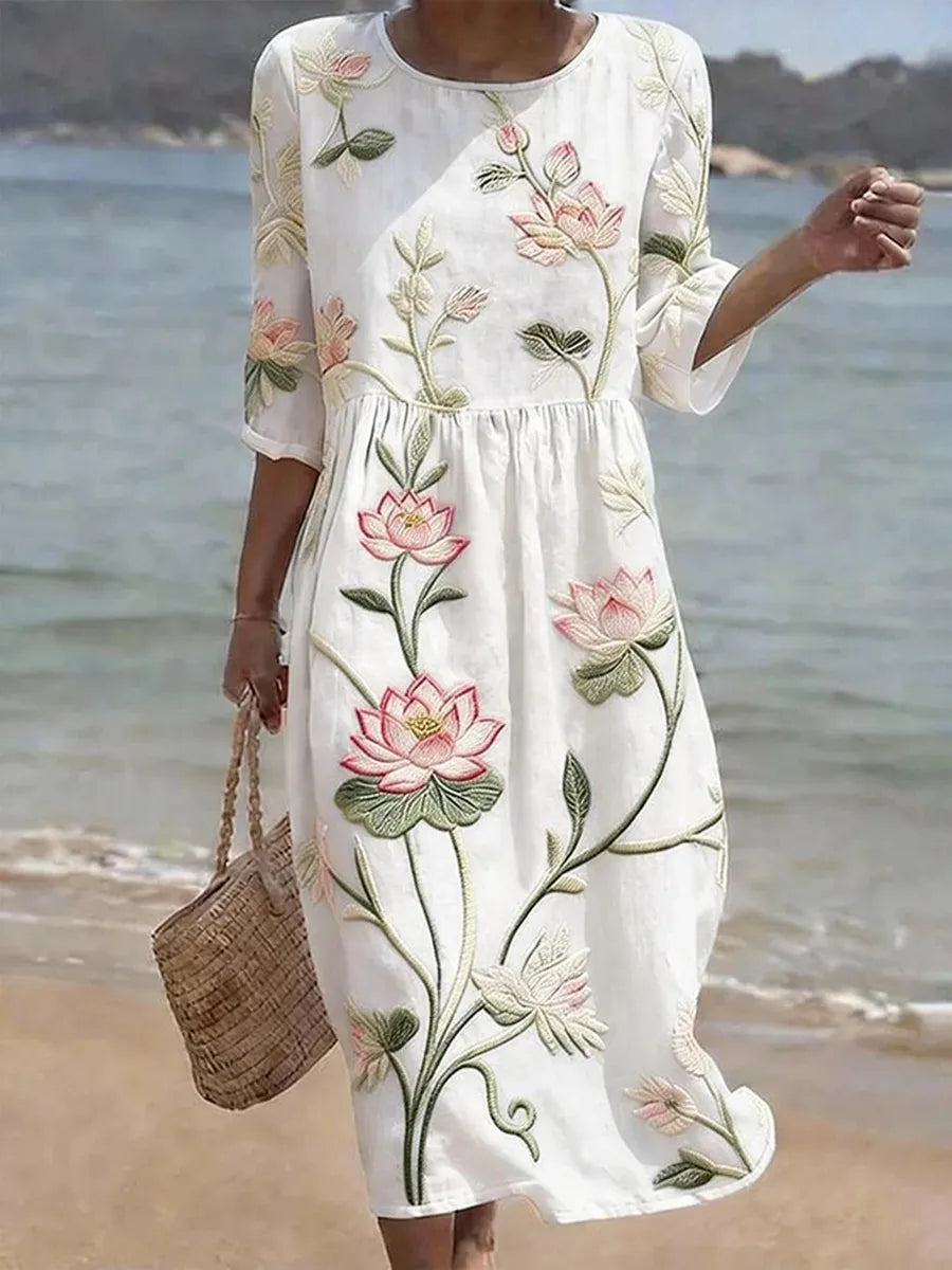 Vestido Lotus Bordado Blanco