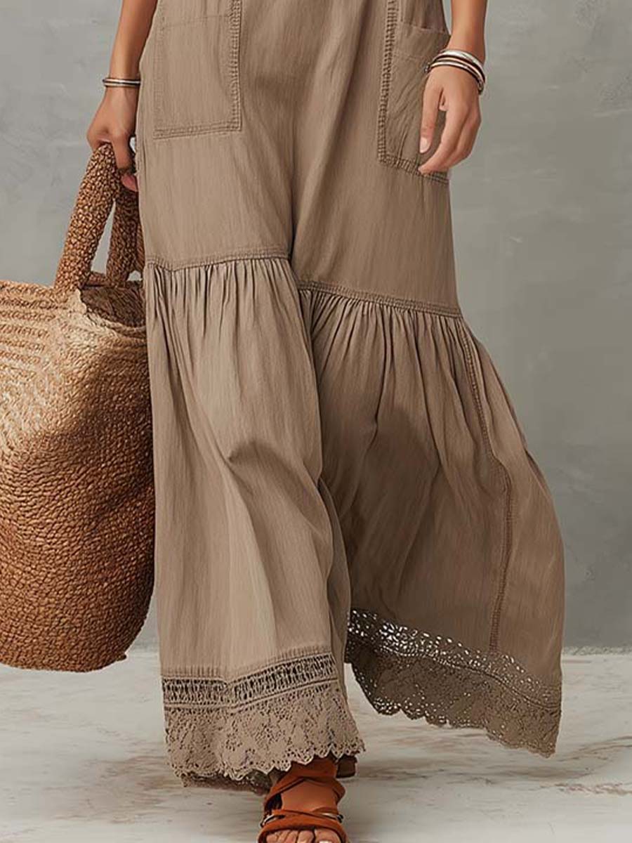 Claudia | Vestido largo de algodón fluido sin mangas en tono arena