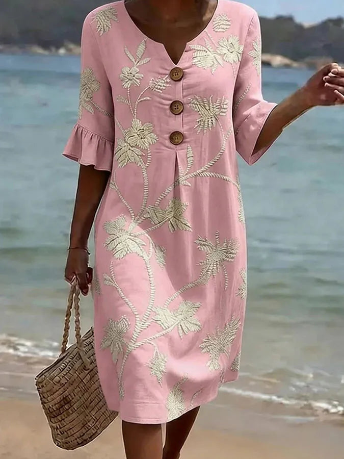 Vestido Floral Elegante Rosa