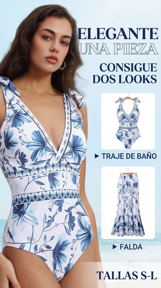 Carla - bañador con estampado y falda