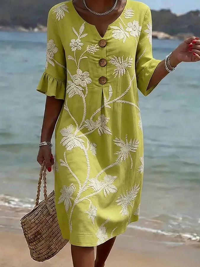 Vestido Floral Elegante Amarillo
