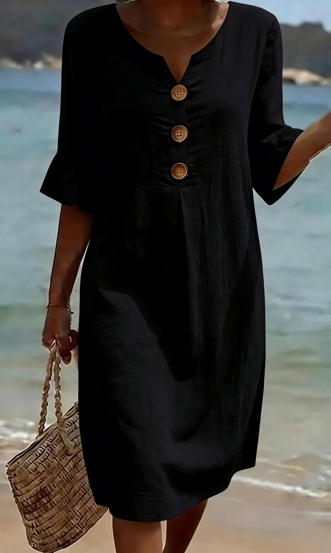 Vestido Informal Floral Negro