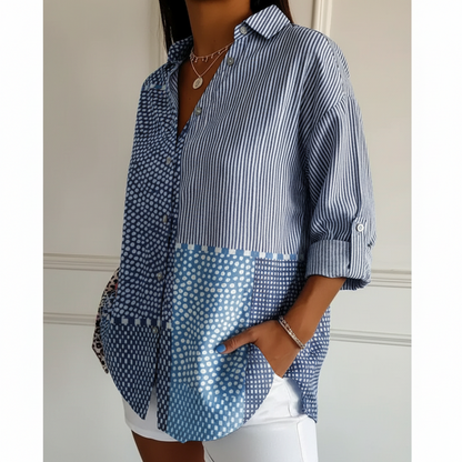 Mette | Blusa con parche de mosaico azul