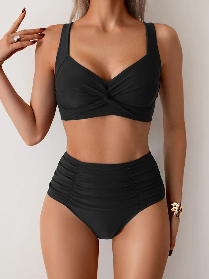Abril - Bikini con escote cruzado y talle alto