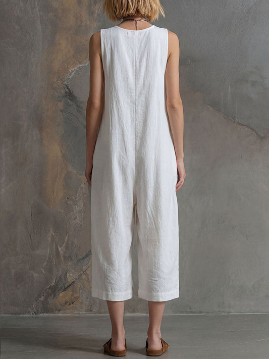 Rocío | Mono amplio de algodón sin mangas con corte relajado