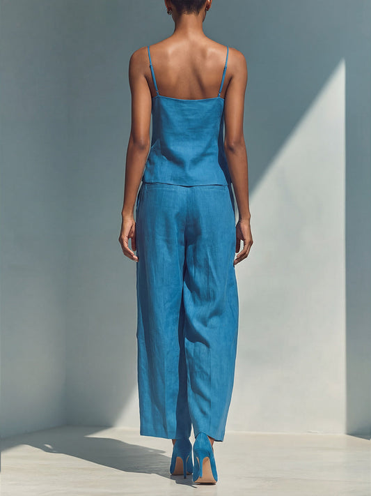 Lorena | Conjunto de lino y algodón con top de tirantes y pantalón amplio